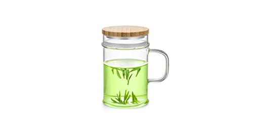 SAMA DOYO - LC'005 – Teetasse aus Glas mit Bambusdeckel und integriertem Edelstahlfilter – 400 ml von SAMA DOYO