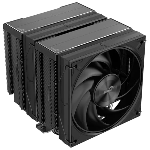 SAMA A60B Premium-Dual-Tower-CPU-Luftkühler–Zwei 120-mm-Lüfter mit Ringführung | 6 Heatpipes, 265 W TDP | Intel LGA 115X/1200/1700/1851 und AMD AM4/AM5 | Leise Kühlung mit Top-Panel aus Metall–Schwarz SAMA A60B Premium-Dual-Tower-CPU-Luftkühler–Zwei 120-mm-Lüfter mit Ringführung | 6 Heatpipes, 265 W TDP | Intel LGA 115X/1200/1700/1851 und AMD AM4/AM5 | Leise Kühlung mit Top-Panel aus Metall–Schwarz von SAMA