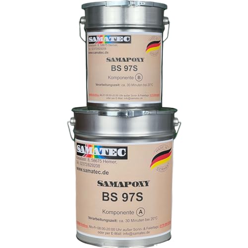 SAMATEC 2K Bodenbeschichtung Bodenversiegelung Bodensiegel Bodenfarbe Betonfarbe Versiegelung glänzend auf Epoxidharzbasis SamaPoxy BS97S 1Kg (RAL 9005 Schwarz) von SAMATEC