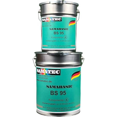 SAMATEC 2K Epoxidharz Bodenbeschichtung Bodenfarbe Betonfarbe Kellerfarbe, Garagenfarbe, Industriefarbe SamaBasic BS95 1Kg/5m² (Eisengrau) von SAMATEC