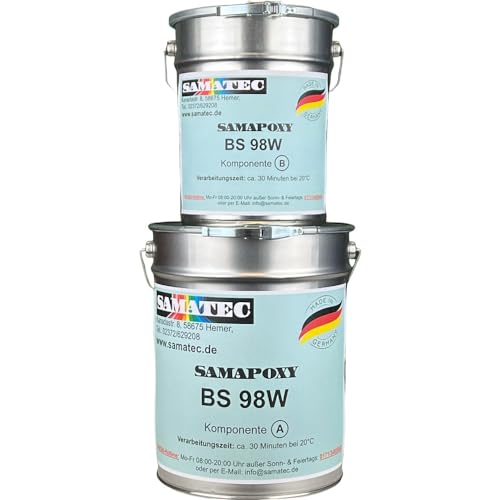 SAMATEC 2K Epoxidharz Bodenbeschichtung Bodenfarbe Garagenfarbe Betonfarbe - große Auswahl an RAL Farben - SamaPoxy BS98W 5Kg (RAL 7016 Anthrazitgrau) von SAMATEC