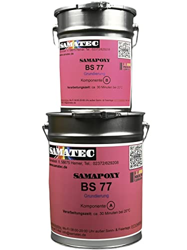 SAMATEC Grundierung Betonschutz Haftgrund Tiefengrund 2K Primer Epoxidharz Bodenbeschichtung Bodenfarbe für Garagenboden, Keller, Werkstätten und Hallenboden BS77 (10 Kg für 50m²) von SAMATEC