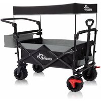 Samax - Faltbarer Bollerwagen Offroad mit Dach - Schwarz / Grau von SAMAX