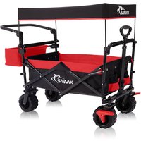 Samax - Faltbarer Bollerwagen Offroad mit Dach - Schwarz / Rot von SAMAX