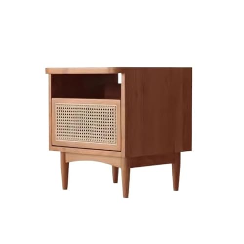 SAMCIOI Nachttisch/Sofatisch Moderne Massivholz Rattan Nachttisch Schlafzimmer Einfache Lagerung Locker Couchtisch von SAMCIOI
