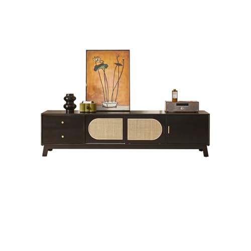 SAMCIOI TV-Konsole, Entertainment-Center 180cm Antik Massivholz-Rattan Kommode, Landstil Entertainment-Zentrum für Hotels & Ferienhäuser TV-Ständer fürs Wohnzimmer von SAMCIOI