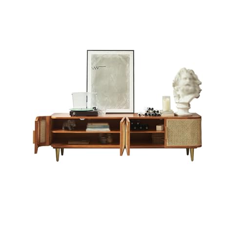 SAMCIOI TV-Konsole, Entertainment-Center 180cm Eschenholz-Rattan TV-Kommode, Hybridspeicher für Hotel & Privathaushalt TV-Ständer fürs Wohnzimmer von SAMCIOI