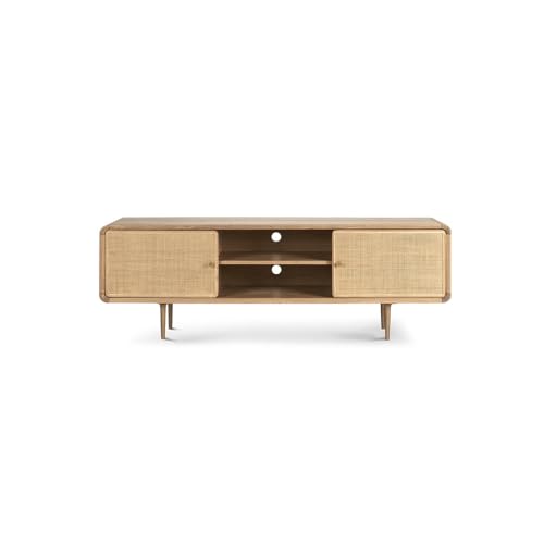 SAMCIOI TV-Konsole, Entertainment-Center 180cm Massivholz Entertainment-Hub, Modernes Rattan-Speichersystem für Haushalt & Hotellerie TV-Ständer fürs Wohnzimmer von SAMCIOI