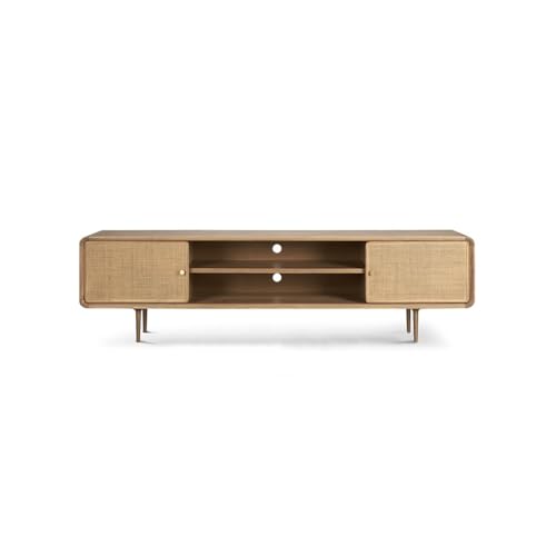 SAMCIOI TV-Konsole, Entertainment-Center 180cm Massivholz Entertainment-Hub, Modernes Rattan-Speichersystem für Haushalt & Hotellerie TV-Ständer fürs Wohnzimmer von SAMCIOI