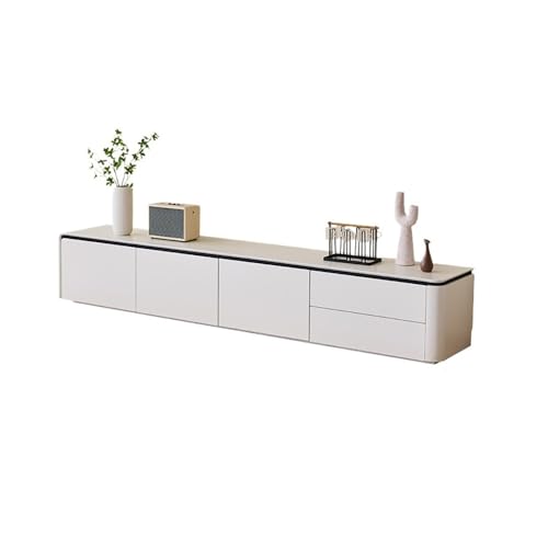 SAMCIOI TV-Konsole, Entertainment-Center 180cm Moderner Weiß Holztönung Stauraum, Minimalistische Hochglanz-Konsole, Haushalts Wohnzimmer Unterhaltungszentrum​ TV-Ständer fürs Wohnzimmer von SAMCIOI