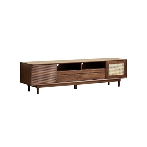 SAMCIOI TV-Konsole, Entertainment-Center 200x40x50cm Walnuss-Aufbewahrungsschrank for Zuhause, einfaches Unterhaltungszentrum mit Rattantür, geeignet for Flure, Hotels TV-Ständer fürs Wohnzimmer von SAMCIOI