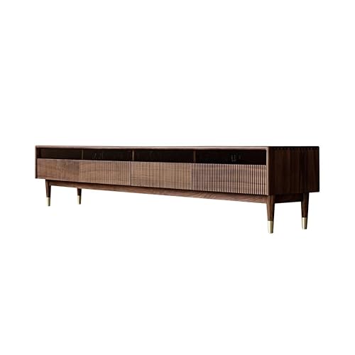 SAMCIOI TV-Konsole, Entertainment-Center 220x40x45cm Schwarz Walnuss Holz TV-Schrank für Zuhause, Unterhaltungszentrum mit Aufbewahrung für Hotel TV-Ständer fürs Wohnzimmer von SAMCIOI