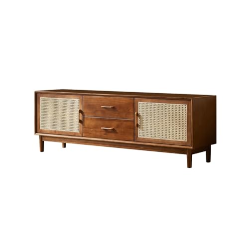 SAMCIOI TV-Konsole, Entertainment-Center Holz Rattan TV Schrank Wohnzimmer Boden Schrank Einfache Homestay Rattan Lagerung Schrank TV-Ständer fürs Wohnzimmer von SAMCIOI