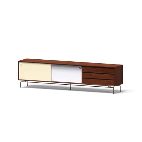 SAMCIOI TV-Konsole, Entertainment-Center Retro Farblich Passender Massivholz-TV-Schrank Wohnzimmer Bauhaus Schließfach Lagerschrank TV-Ständer fürs Wohnzimmer von SAMCIOI