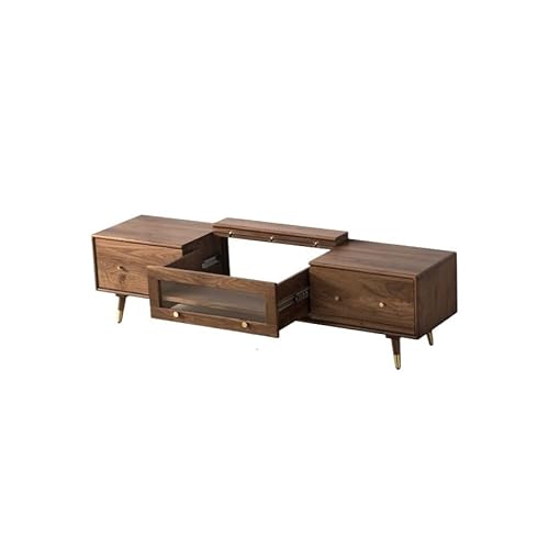 TV-Konsole, Entertainment-Center 180 x 45 x 50 cm Einfaches Entertainment-Center mit Walnuss-Projektion, Wohnzimmer-Schiebebodenschrank aus Massivholz, Aufbewahrungstisch TV-Ständer fürs Wohnzimmer von SAMCIOI