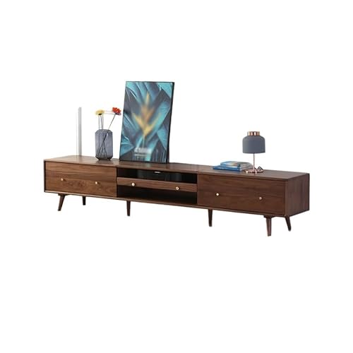 TV-Konsole, Entertainment-Center 210 x 42 x 45 cm Walnuss-Projektor-Aufbewahrungstisch, Unterhaltungszentrum for das Wohnzimmer zu Hause, einziehbare Bodenaufbewahrungsmöbel TV-Ständer fürs Wohnzimmer von SAMCIOI