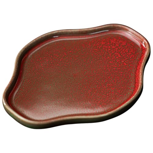 Teetablett 19 * 13,3 * 1,5 cm Retro Teekanne Basis Keramik Tee Tablett Haushalts Chinese Stil Kung Fu Tee-Set trockenen Tisch Tablett für draußen von SAMCIOI