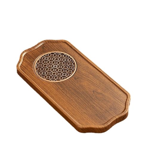 Teetablett 30 * 15 * 2cm Chinesischen Stil Tablett Tee Haushalt Kleine Grid Trockenen Retro matte Tablett für draußen von SAMCIOI