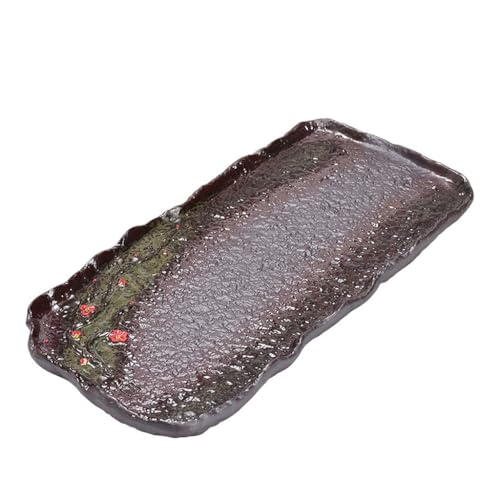 Teetablett Haushalt Rechteckigen Tee Tablett Einzigen Schicht Trockenen Tisch Kreative Relief Blume Retro Steinzeug Teekanne Matte Tablett für draußen von SAMCIOI