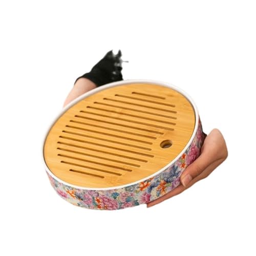 Teetablett Rundes Wasserspeicher-Teetablett, Haushalts-Trockenteetisch, chinesischer Stil, antiker Teetisch, großes Keramik-Teetablett Tablett für draußen Teetablett Rundes Wasserspeicher-Teetablett, Haushalts-Trockenteetisch, chinesischer Stil, antiker Teetisch, großes Keramik-Teetablett Tablett für draußen von SAMCIOI