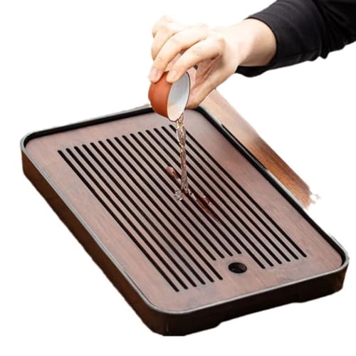 Teetablett Tee-Tablett, Kung-Fu-Tee-Set, Haushalts-Wasseraufbewahrungstablett, rechteckiger Abfluss, trockener Teetisch Tablett für draußen von SAMCIOI