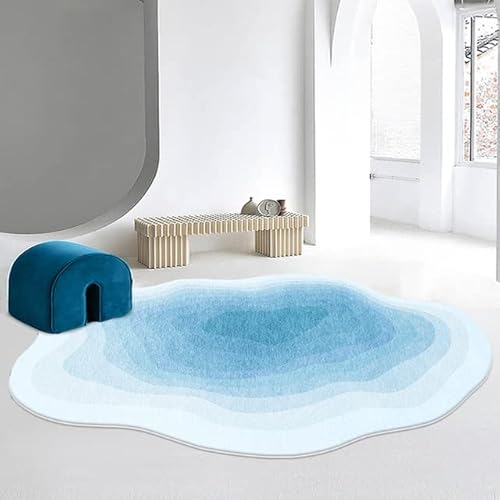 SAMCRY Nordic Thick Imitation Cashmere Area Carpet Wohnzimmer Unregelmäßige Wolkenform Schlafzimmer Teppich Weiche Bodenmatte Wohnkultur-Blau,80x160cm von SAMCRY