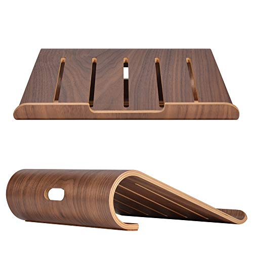 Holz-Notebook-Heizkörper-Ständer, Universal-Schreibtisch-Regal aus Holz, Laptop-Halterung für MacBook iPad Air Pro Mini Retina und andere Tablets und Laptops walnuss von SAMDI