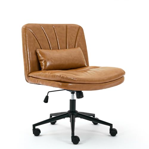 SAMERY BüRostuhl Schreibtischstuhl Drehstuhl mit Kunststoff-Leichtlaufrollen, Schminktisch Stuhl Lesesessel mit Breitem Sitzkissen, Stufenlos HöHenverstellbar, Wippfunktion, Lift SGS-geprüft (Orange) von SAMERY