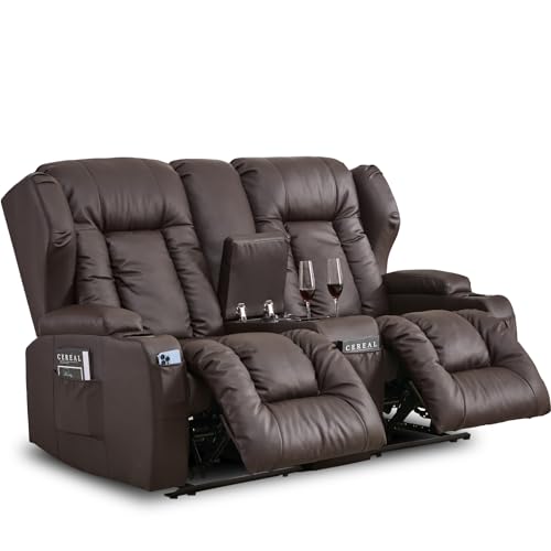 SAMERY Relaxsessel mit Liegefunktion Zweisitzer Sofa Kinosessel 2 Sitzer Sofa mit Relaxfunktion, Bequemes 2er Relaxsofa 2 Sitzer Lesesessel Recliner Chair für Wohnzimmer von SAMERY