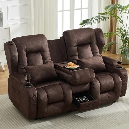 SAMERY Zweisitzer Relaxsessel mit Liegefunktion, 2er-Fernsehsessel Kinosessel 2 Sitzer TV Sessel Heimkino Sitze mit klappbare Mittelkonsole, 4 Getränkehalter, Mehrfachsteckdose, Samt Braun Zweisitzer SAMERY Zweisitzer Relaxsessel mit Liegefunktion, 2er-Fernsehsessel Kinosessel 2 Sitzer TV Sessel Heimkino Sitze mit klappbare Mittelkonsole, 4 Getränkehalter, Mehrfachsteckdose, Samt Braun Zweisitzer von SAMERY