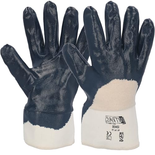 SAMETRUCK 12 Paar Nitril Handschuhe Stulpe beschichtet Arbeitshandschuh Montage Größe 10 von SAMETRUCK
