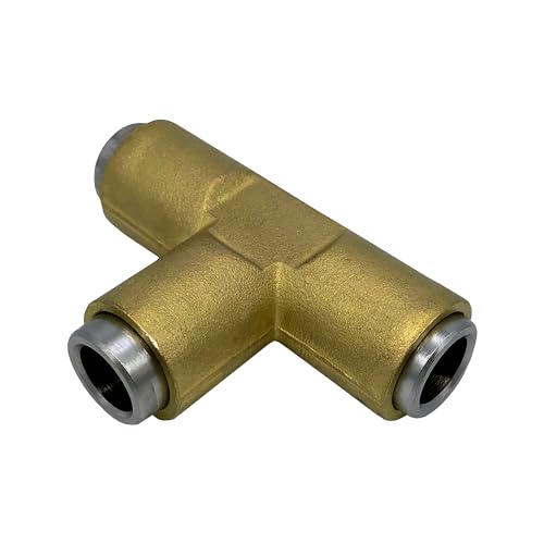 Steckverbinder 4-16mm Ø für Kunststoffrohr PU Schlauch Messing Druckluft Metall gerade Winkel T-Stück Reduzierung (15mm Ø (T-Stück)) von SAMETRUCK