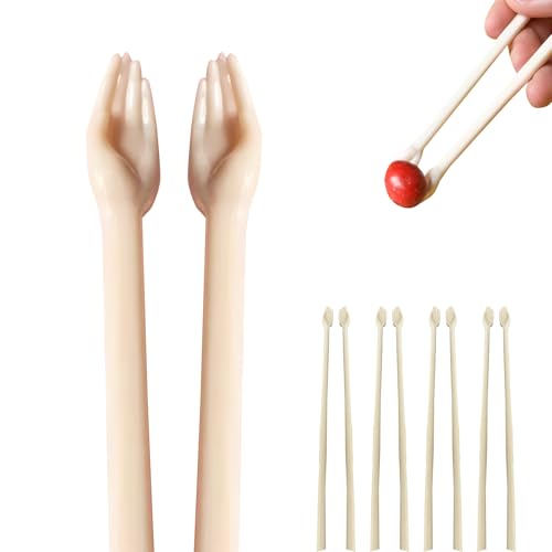4 Paar einzigartige Hand-Essstäbchen – lustige, niedliche Essstäbchen mit Händen am Ende, rutschfester Griff, wiederverwendbar, ausgezeichnetes Geschenk für Frauen, Kinder und Erwachsene von SAMIQU