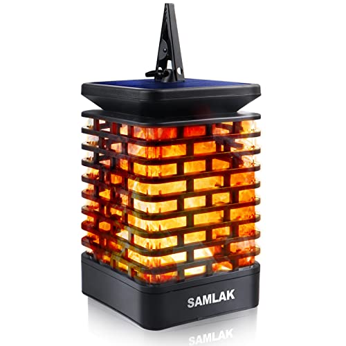 Garten Solarlampen für Außen Hängend, SAMLAK Solar Laternen Flammenlicht für außen, IP65 Wasserdicht Solarleuchten mit Auto EIN/Aus Licht Sensor USB Wiederaufladbar für Außen Hof Balkon von SAMLAK