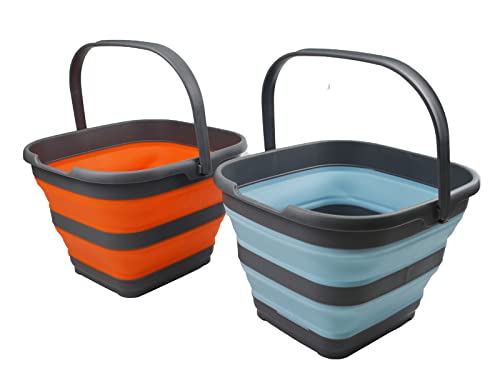 SAMMART 10L 2er Set Zusammenklappbarer rechteckiger praktischer Korb/Eimer (Seeengel & Orange, 2) von SAMMART