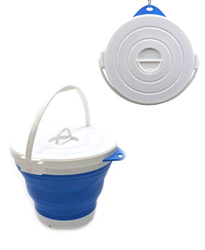 SAMMART 10L Collapsible Fishing Bucket with Locking Lid-Portable Water Pail (Blau) von SAMMART