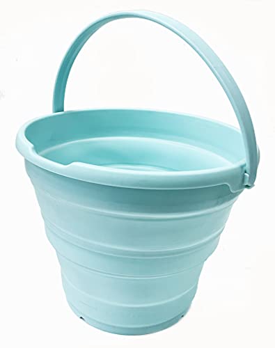 SAMMART 10L Collapsible Plastic Bucket - Foldable Round Tub - Portable Fishing Water Pail - Space Saving Outdoor Waterpot, Size 33cm Dia (1, Seegrün) von SAMMART