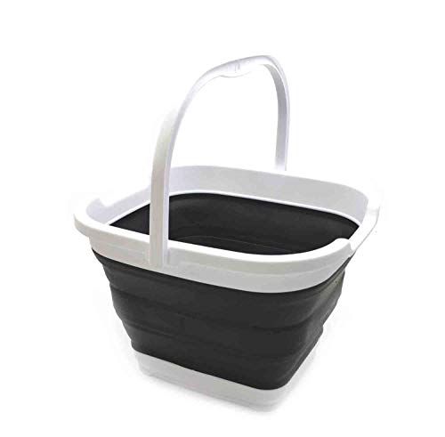 SAMMART 10L Collapsible Rectangular Handy Basket/Bucket (Schwarz) von SAMMART
