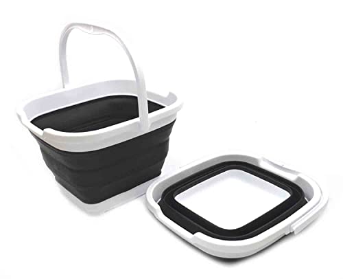 SAMMART 10L Collapsible Rectangular Handy Basket/Bucket (Weiß/Schwarz (2er-Set)) von SAMMART
