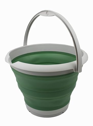 SAMMART 10L Faltbarer Angeleimer - Faltbare runde Wanne - Tragbarer Wassereimer aus Kunststoff - Platzsparender Wassertopf im Freien - Kofferraum-Organizer für alle Fahrzeugtypen (Grau, 1) von SAMMART