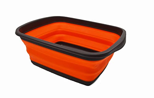 SAMMART 10L zusammenklappbare Wanne – Faltbare Spülwanne – Tragbares Waschbecken – Platzsparende Kunststoff-Waschwanne (Braun/Orange, 1) von SAMMART