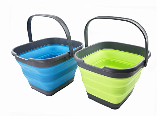 SAMMART 10L zusammenklappbarer rechteckiger praktischer Korb/Eimer (Grasgrün + Cerulean (2er-Set)) von SAMMART