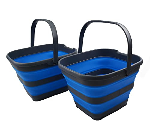 SAMMART 10L zusammenklappbarer rechteckiger praktischer Korb/Eimer (Grau/Blau (2er-Set)) von SAMMART