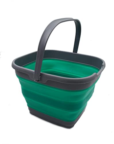 SAMMART 10L zusammenklappbarer rechteckiger praktischer Korb/Eimer (Dunkelgrau/Bläulich-Grün, 1) von SAMMART
