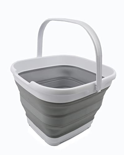 SAMMART 10L zusammenklappbarer rechteckiger praktischer Korb/Eimer (Weiß/Grau) von SAMMART