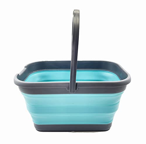 SAMMART 12L Faltbarer rechteckiger handlicher Eimer (Grau/Kristallblau) von SAMMART