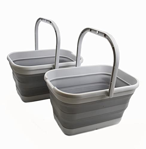SAMMART 12L Faltbarer rechteckiger handlicher Eimer (Grau (2er-Set)) von SAMMART