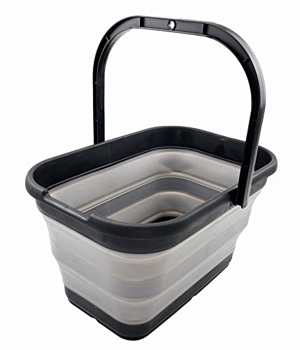 SAMMART 12L Faltbarer rechteckiger handlicher Eimer (Schwarz/Legierungsgrau) von SAMMART
