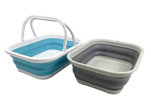 SAMMART 12L zusammenklappbare Wanne mit Griff + 12L zusammenklappbare Wanne - Tragbarer Picknickkorb im Freien - Faltbare Einkaufstasche SAMMART 12L zusammenklappbare Wanne mit Griff + 12L zusammenklappbare Wanne - Tragbarer Picknickkorb im Freien - Faltbare Einkaufstasche von SAMMART