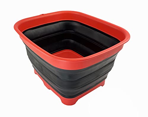SAMMART 15L Zusammenklappbare Schüssel mit Ablaufstopfen - faltbares Waschbecken - tragbares Geschirrwaschbecken - platzsparendes Küchenregal (Vermeil/Schwarz) von SAMMART